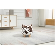 Home 2 Office Adorable Cow Traditional Fur Fabric & Wood Ottoman in Brown/White