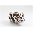 Home 2 Office Adorable Cow Traditional Fur Fabric & Wood Ottoman in Brown/White