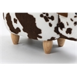 Home 2 Office Adorable Cow Traditional Fur Fabric & Wood Ottoman in Brown/White