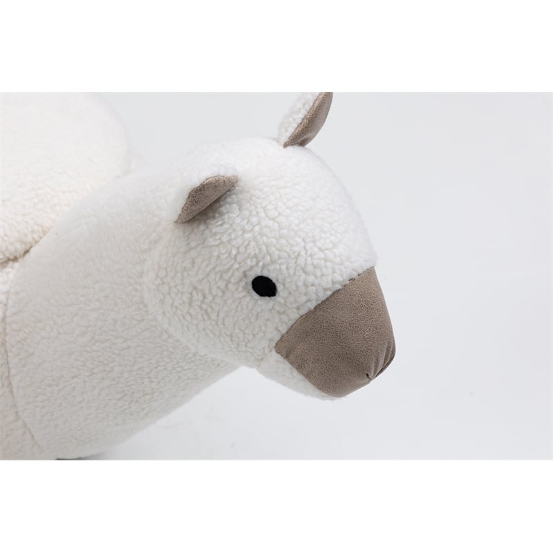 Home 2 Office Llama Animal Solid Wood & Fabric Storage Ottoman in Beige/White