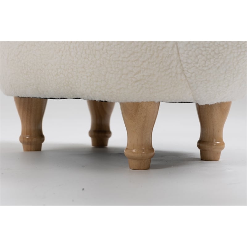 Home 2 Office Llama Animal Solid Wood & Fabric Storage Ottoman in Beige/White