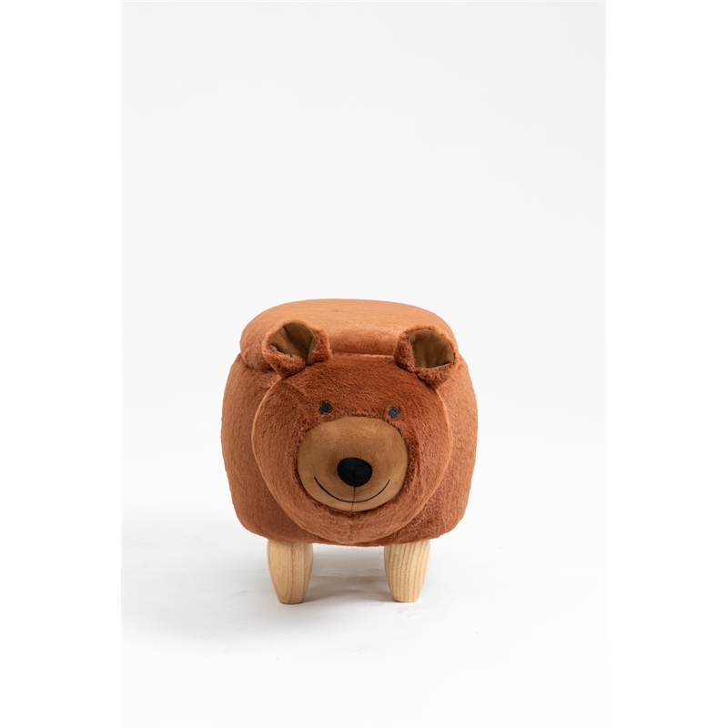 Home 2 Office Zoological Garden Fabric Bear Storage Ottoman in Brown/Natural