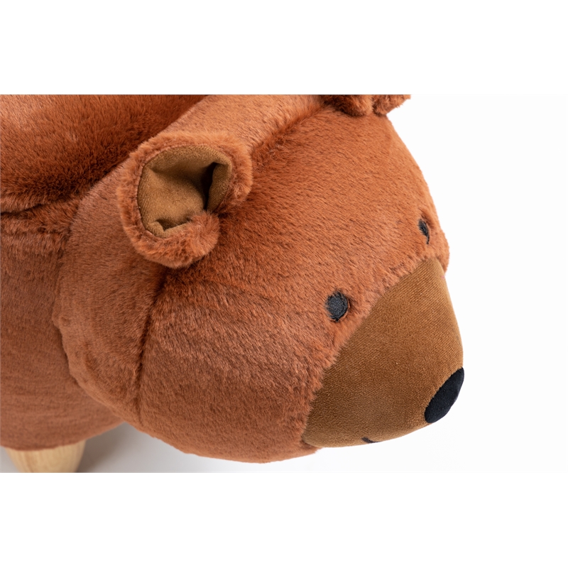 Home 2 Office Zoological Garden Fabric Bear Storage Ottoman in Brown/Natural