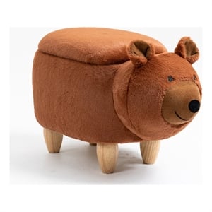 Home 2 Office Zoological Garden Fabric Bear Storage Ottoman in Brown/Natural