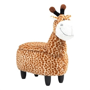Geno the Giraffe Storage Ottoman - wood frame and soft fur