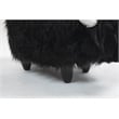 Harry the Cow Storage Ottoman with Long Black Fur Wood Frame