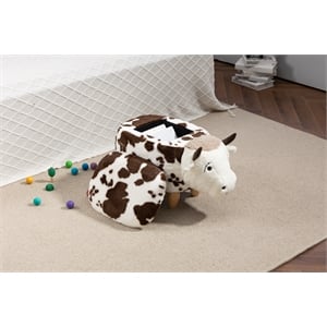 Happy Cow Storage Ottoman with brown and white soft fur