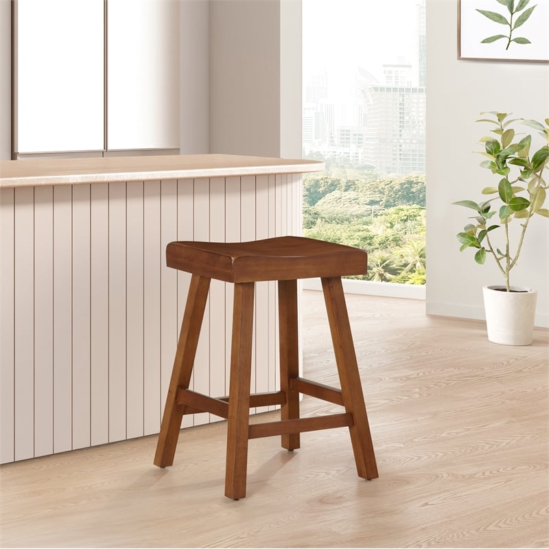 Jackson 24in Saddle Barstool - Medium Oak finish