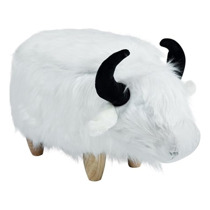 Home 2 Office Harry the Cow Storage Ottoman - White fur