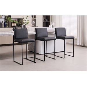 Home 2 Office London Stackable Barstool set of 3 Black Finish Stacking Modern