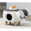 Home 2 Offie Cat Condo Pet House Kitten Shaped Storage Ottoman White and Grey Microfiber Fabric wood frame and feet