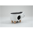 Home 2 Offie Cat Condo Pet House Kitten Shaped Storage Ottoman White and Grey Microfiber Fabric wood frame and feet