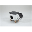Home 2 Offie Cat Condo Pet House Kitten Shaped Storage Ottoman White and Grey Microfiber Fabric wood frame and feet