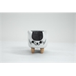 Home 2 Offie Cat Condo Pet House Kitten Shaped Storage Ottoman White and Grey Microfiber Fabric wood frame and feet