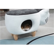 Home 2 Offie Cat Condo Pet House Kitten Shaped Storage Ottoman White and Grey Microfiber Fabric wood frame and feet