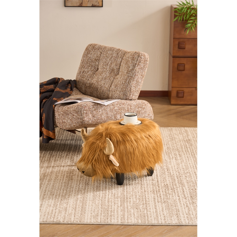 Home 2 Office Kids Highland Cow Animal Sorage Ottoman Stool