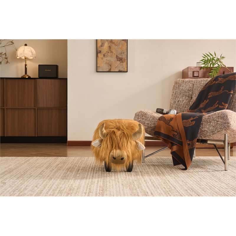Home 2 Office Kids Highland Cow Animal Sorage Ottoman Stool
