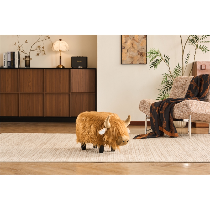 Home 2 Office Kids Highland Cow Animal Sorage Ottoman Stool