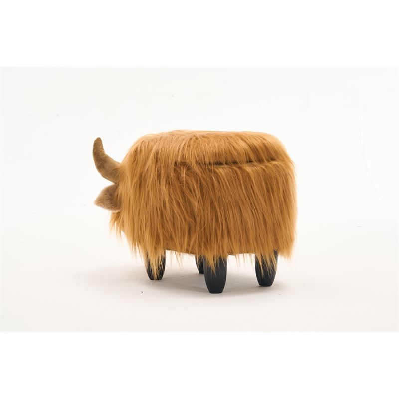 Home 2 Office Kids Highland Cow Animal Sorage Ottoman Stool