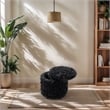 Home 2 Office Round Black Cow Fur Sorage Ottoman Stool