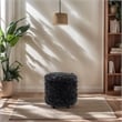 Home 2 Office Round Black Cow Fur Sorage Ottoman Stool