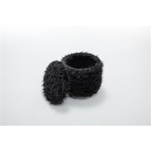 Home 2 Office Round Black Cow Fur Sorage Ottoman Stool