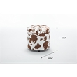 Home 2 Office Round Brown and White Cow Fur Sorage Ottoman Stool