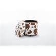 Home 2 Office Round Brown and White Cow Fur Sorage Ottoman Stool