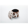 Home 2 Office Round Brown and White Cow Fur Sorage Ottoman Stool