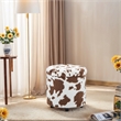 Home 2 Office Round Brown and White Cow Fur Sorage Ottoman Stool