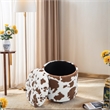 Home 2 Office Round Brown and White Cow Fur Sorage Ottoman Stool