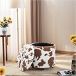 Home 2 Office Round Brown and White Cow Fur Sorage Ottoman Stool