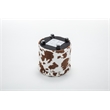 Home 2 Office Round Brown and White Cow Fur Sorage Ottoman Stool