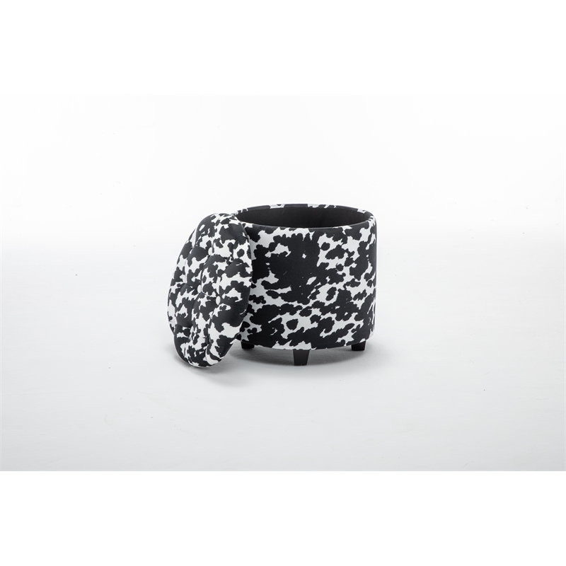 Home 2 Office Round Black and White Sorage Cow Print Storage Ottoman Stool