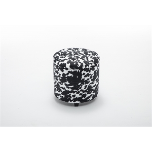 Home 2 Office Round Black and White Sorage Cow Print Storage Ottoman Stool