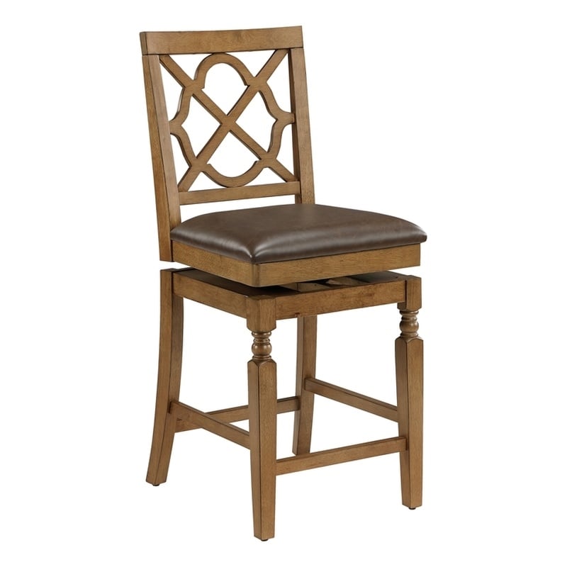 Home 2 Office 24in Walker Swivel Barstool in Medium Oak Finish