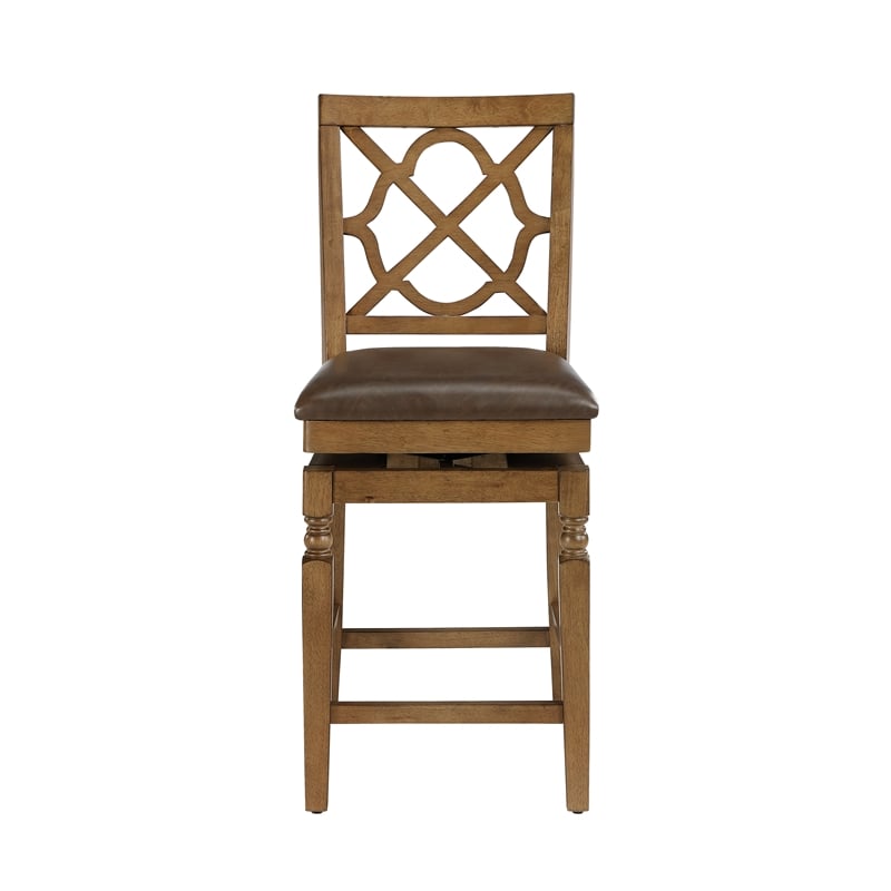 Home 2 Office 24in Walker Swivel Barstool in Medium Oak Finish