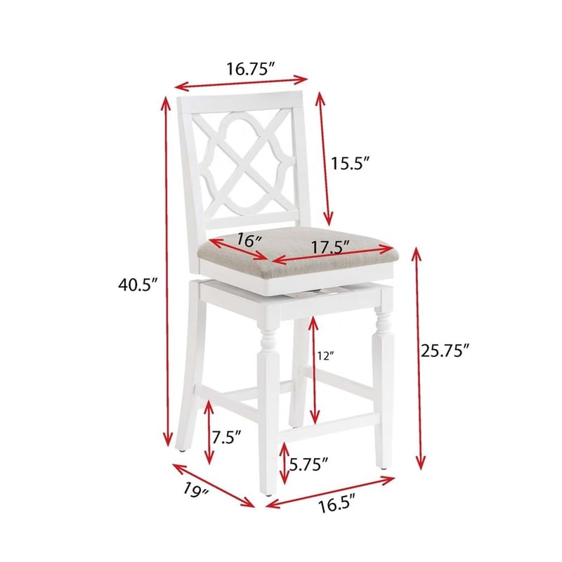 Home 2 Office 24in Walker Swivel Barstool in White