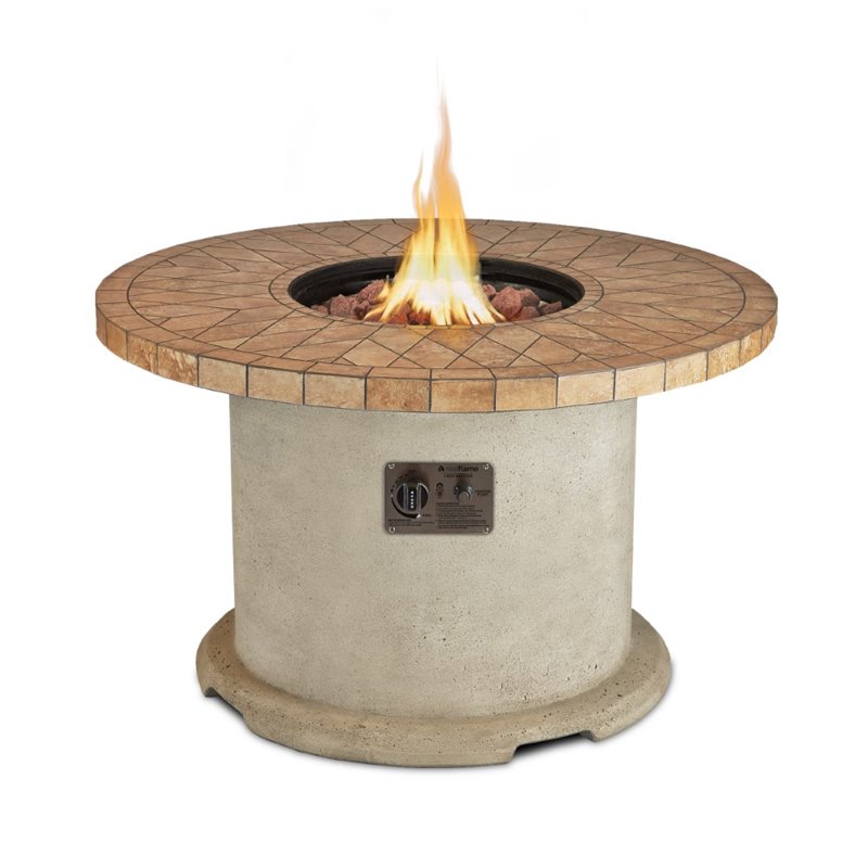 Real Flame Ogden Round Propane Fire Pit in Sand 11622LPS
