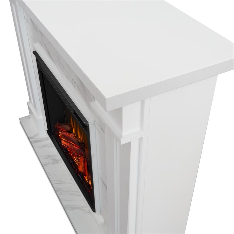 Real Flame Kipling Electric Fireplace in White Marble