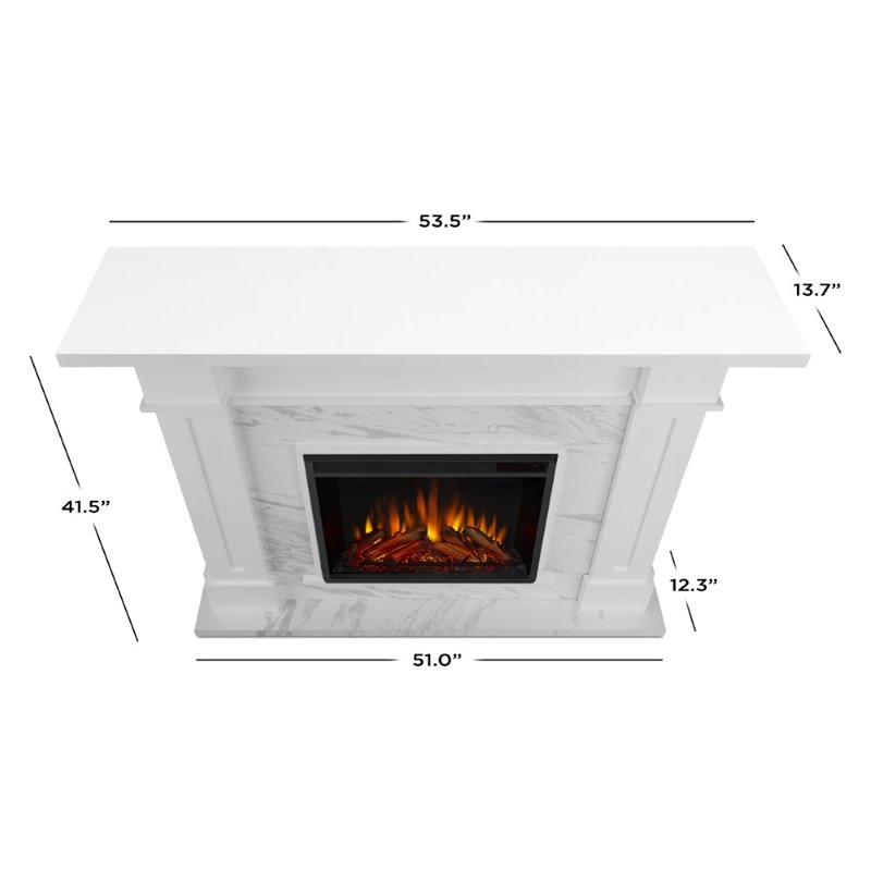 Real Flame Kipling Electric Fireplace in White Marble