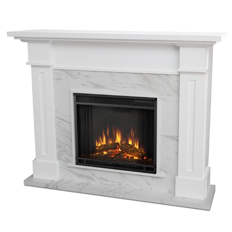 Real Flame Kipling Electric Fireplace In White Marble 6030e Wm