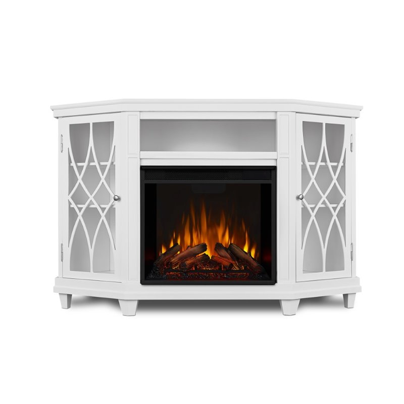 Real Flame Corner Fireplace TV Stand in White Homesquare