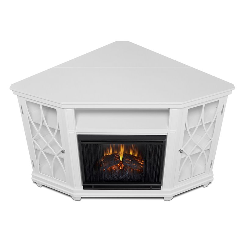 Real Flame Lynette Corner Fireplace Tv Stand In White 1750e W