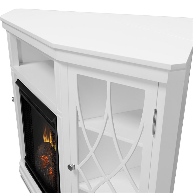 Real Flame Corner Fireplace TV Stand in White 1750EW