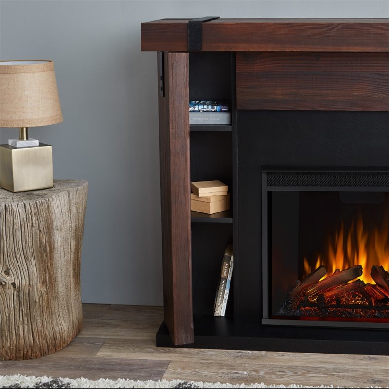 Real Flame Aspen Electric Fireplace in Chestnut Barnwood