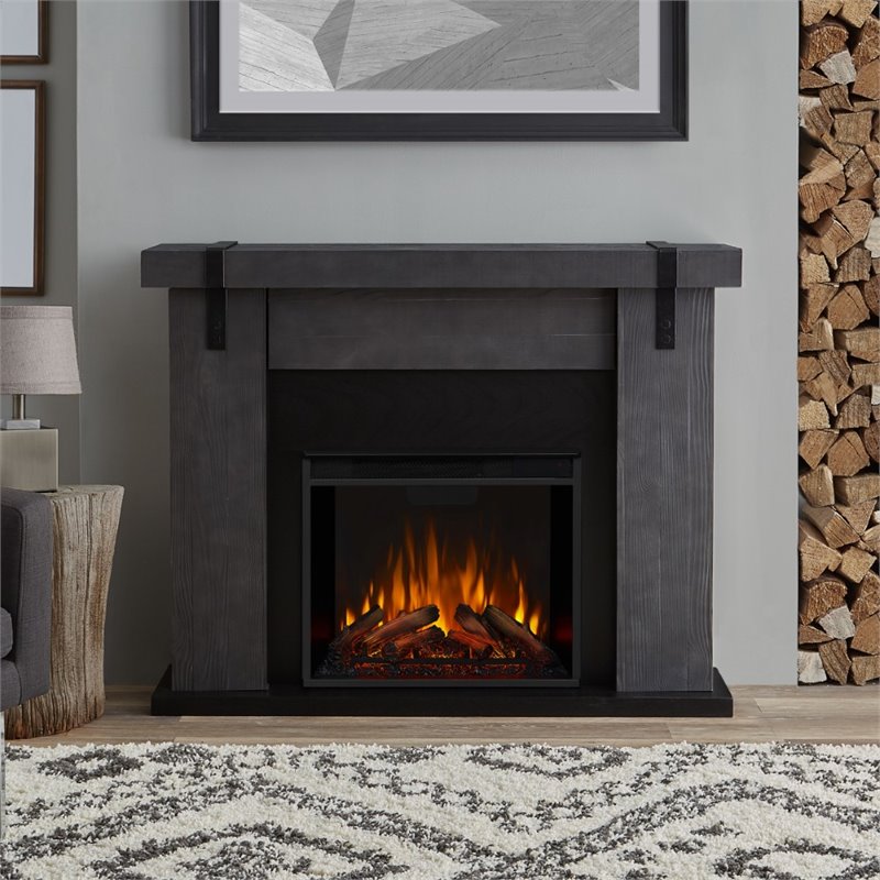 Real Flame Aspen Electric Fireplace in Gray Barnwood
