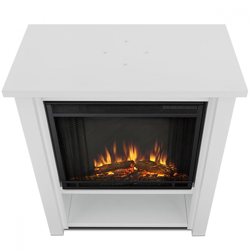 Real Flame Hollis Stainless Steel Electric Fireplace in Matte White