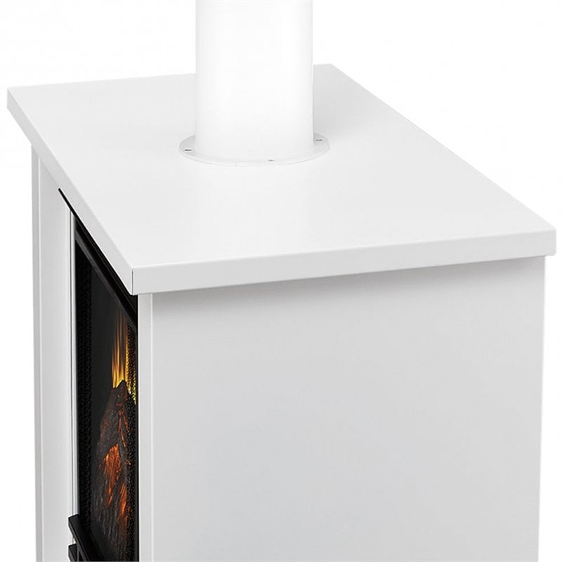 Real Flame Hollis Stainless Steel Electric Fireplace In Matte White Cymax Business 3058