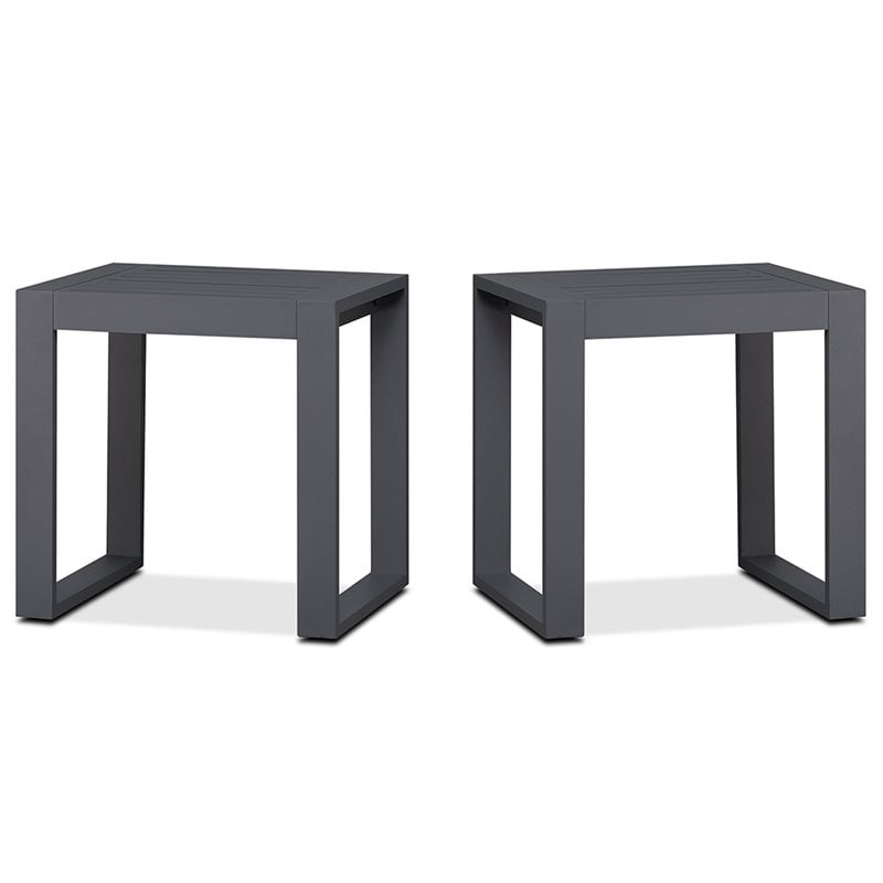 Real Flame Baltic Aluminum Patio End Table in Gray (Set of 2)